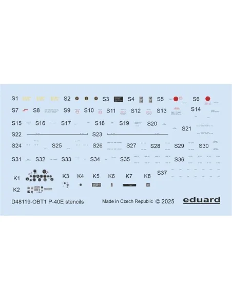 P-40E stencils EDUARD, 1/48 - Eduard Accessories D48119
