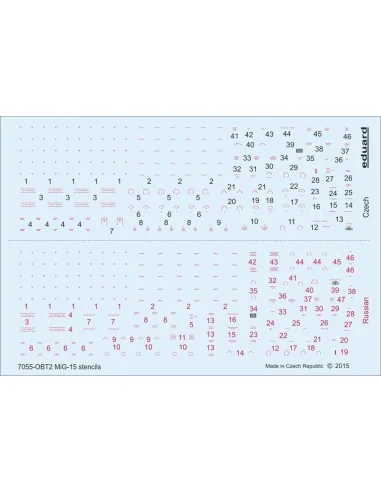 MiG-15/ MiG-15bis stencils for Eduard, 1/72 - Eduard Accessories D7...