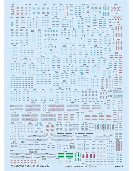 MiG-21MF stencils for Eduard, 1/72 - Eduard Accessories D72015