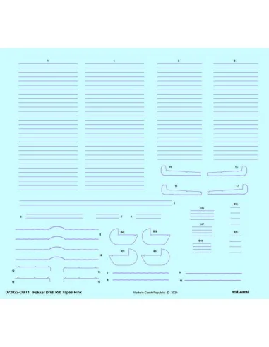 Fokker D.VII rib tapes pink for Eduard, 1/72 - Eduard Accessories D...