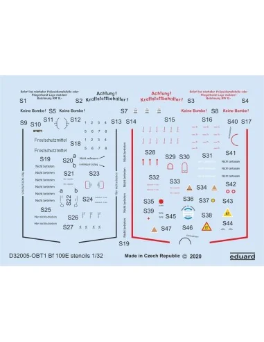 Bf 109E stencils for Eduard, 1/32 - Eduard Accessories D32005