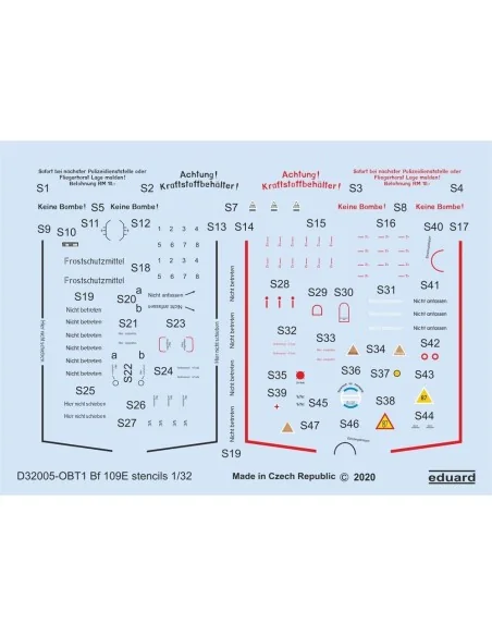 Bf 109E stencils for Eduard, 1/32 - Eduard Accessories D32005