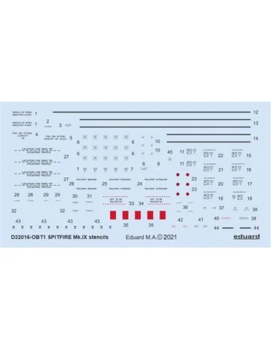 Spitfire Mk.IX stencils for TAMIYA/REVELL, 1/32 - Eduard Accessorie...