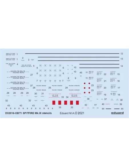 Spitfire Mk.IX stencils for TAMIYA/REVELL, 1/32 - Eduard Accessorie...