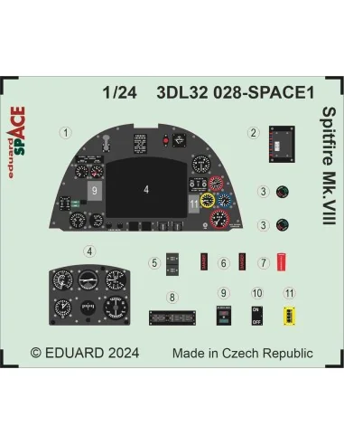 Spitfire Mk.VIII SPACE AIRFIX, 1/24 - Eduard Accessories 3DL32028