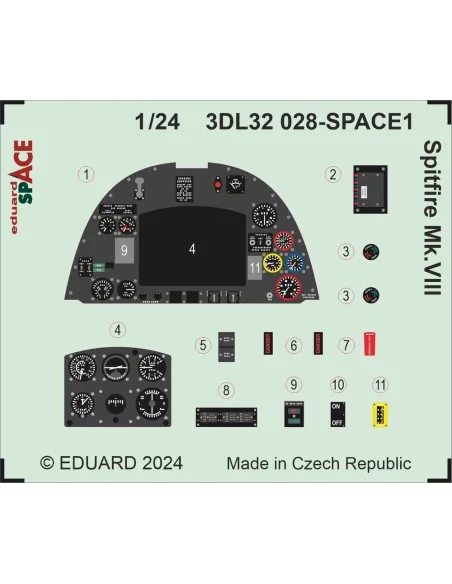 Spitfire Mk.VIII SPACE AIRFIX, 1/24 - Eduard Accessories 3DL32028