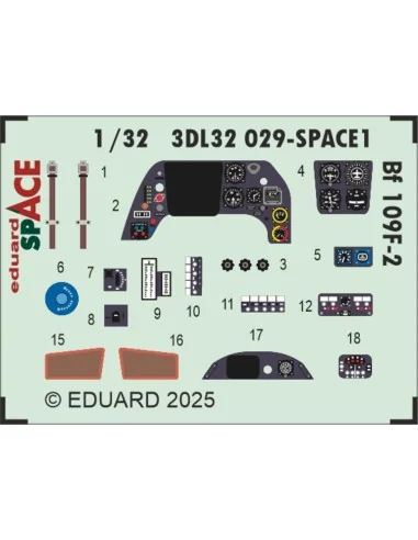 Bf 109F-2 SPACE HOBBY 2000 / HASEGAWA, 1/32 - Eduard Accessories 3D...