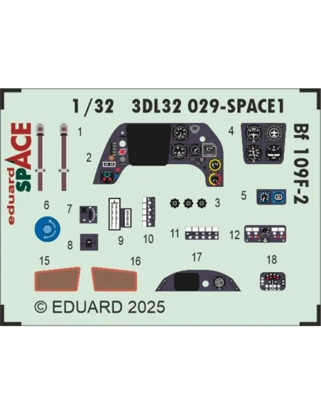 Bf 109F-2 SPACE HOBBY 2000 / HASEGAWA, 1/32 - Eduard Accessories 3D...