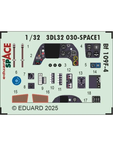 Bf 109F-4 SPACE HOBBY 2000 / HASEGAWA, 1/32 - Eduard Accessories 3D...