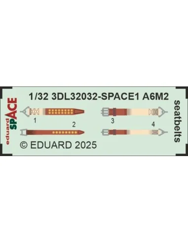 A6M2 Zero seatbelts SPACE TAMIYA, 1/32 - Eduard Accessories 3DL32032
