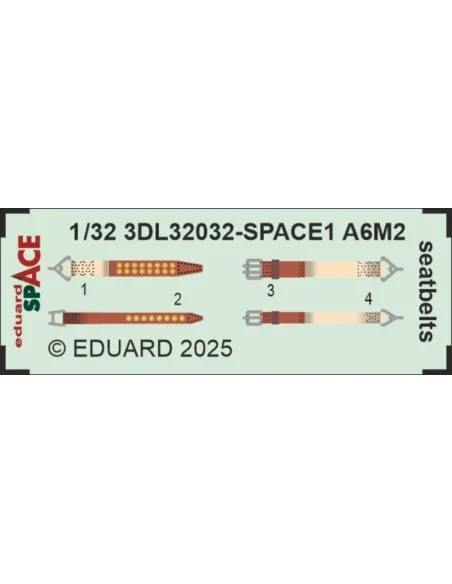 A6M2 Zero seatbelts SPACE TAMIYA, 1/32 - Eduard Accessories 3DL32032