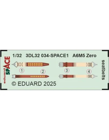 A6M5 Zero seatbelts SPACE TAMIYA, 1/32 - Eduard Accessories 3DL32034