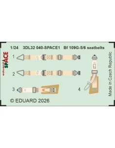 Bf 109G-5/6 seatbelts SPACE for Airfix, 1/24 - Eduard Accessories 3...