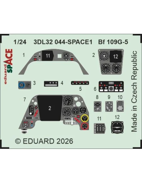 Bf 109G-5 SPACE for Airfix, 1/24 - Eduard Accessories 3DL32044