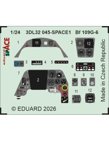 Bf 109G-6 SPACE for Airfix, 1/24 - Eduard Accessories 3DL32045