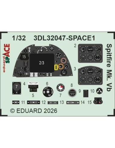 Spitfire Mk.Vb SPACE for Kotare, 1/32 - Eduard Accessories 3DL32047