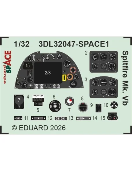Spitfire Mk.Vb SPACE for Kotare, 1/32 - Eduard Accessories 3DL32047