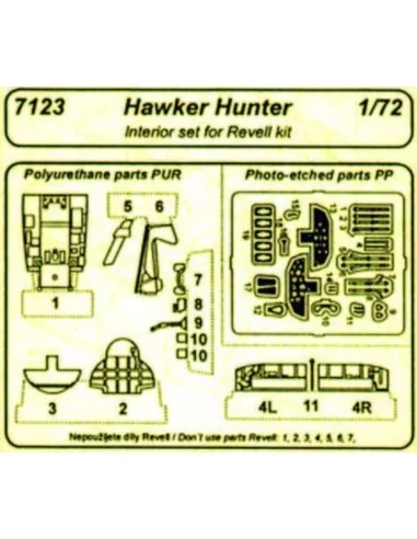 Hawker Hunter Interior Set für Revell-Bausatz, 1/72 - CMK 129-7123
