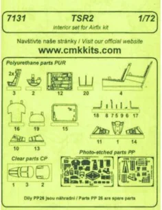 TSR 2 - interior set für Airfix Bausatz, 1/72 - CMK 129-7131