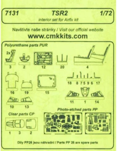 TSR 2 - interior set für Airfix Bausatz, 1/72 - CMK 129-7131