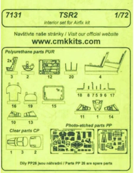 TSR 2 - interior set für Airfix Bausatz, 1/72 - CMK 129-7131