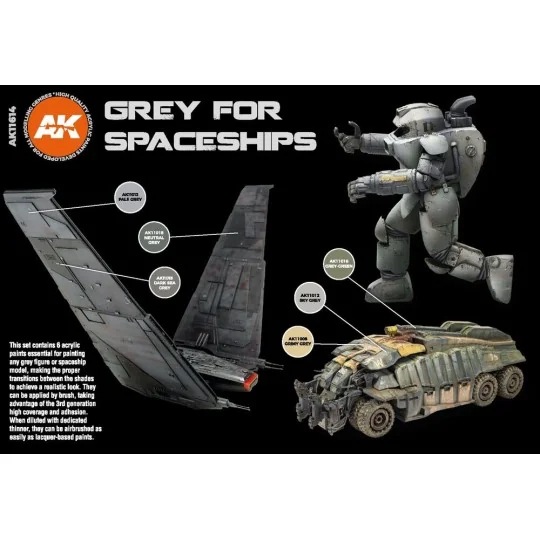 GREY FOR SPACESHIPS SET - AK Interactive AK11614 GREY FOR SPACESHIPS SET - AK Interactive AK11614