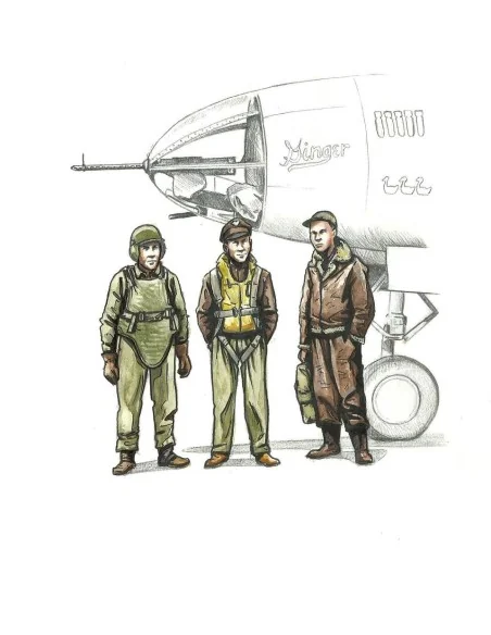 WWII US bomber pilot and two gunners, 1/72 - CMK 129-F72339