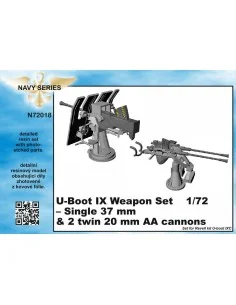 U-Boot IX Weapon Set-Single37mm&2twin20m AA cannons for Revell kit,...