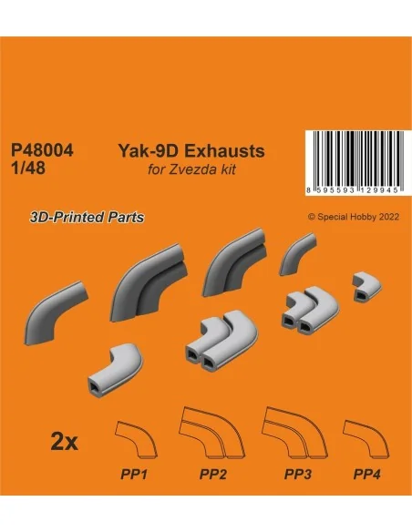 Yak-9D Exhausts, 1/48 - CMK 129-P48004