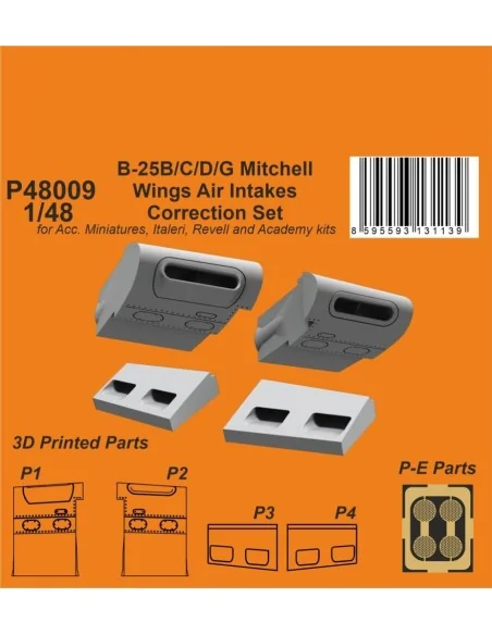B-25 Mitchell Wings Air Intakes Correction Set, 1/48 - CMK 129-P48009