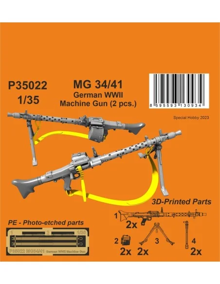 MG 34/41 German WWII Machine Gun (2 pcs.), 1/35 - CMK 129-P35022