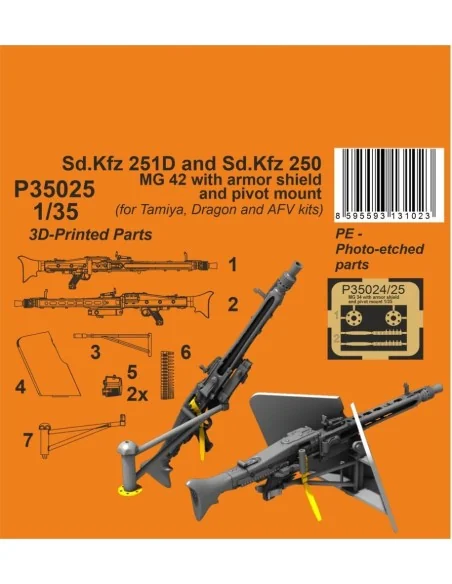 Sd.Kfz 251D/250A MG 42 with armor shiels and pivot mount 1/35 for T...