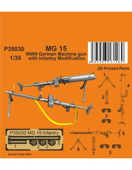 MG 15 Machine Gun with Infantry Modification, 1/35 - CMK 129-P35030