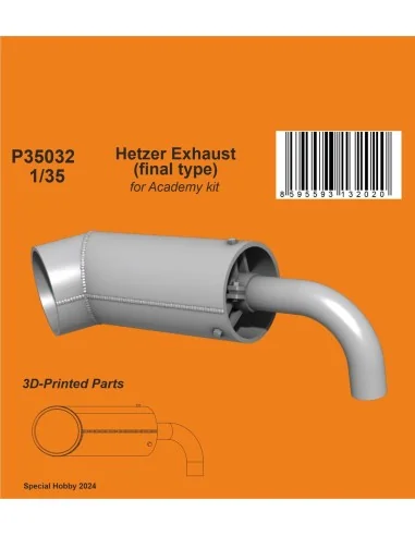 Hetzer Exhaust (final type) / for Academy kit, 1/35 - CMK 129-P35032