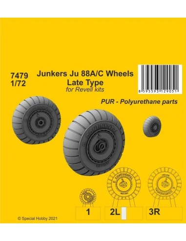 Junkers Ju 88A/C Wheels Late Type, 1/72 - CMK 129-7479