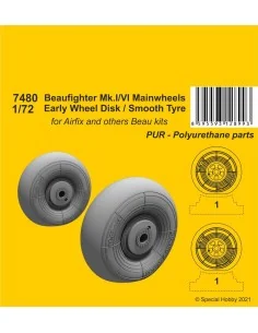 Beufighter Mk.I/VI Mainwheels - Early Wheel Hub / Smooth Tyre, 1/72...