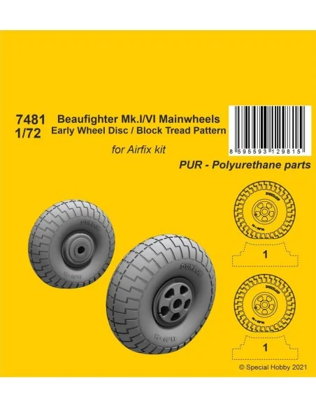 Beaufighter Mk.I/VI Mainwheels - Early Wheel Disk / Block Tread Pat...