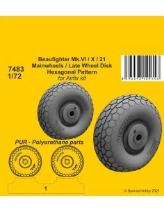 Beaufighter Mk.VI/X/21 Mainwheels - Late Wheel Disk / Hexagonal Tre...