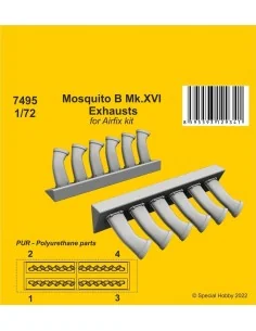 Mosquito B Mk.XVI Exhausts, 1/72 - CMK 129-7495