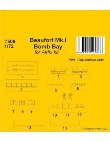 Beaufort Mk.I Bomb Bay / Airfix kit, 1/72 - CMK 129-7509