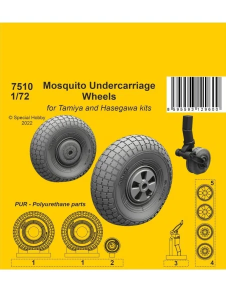 Mosquito Undercarriage Wheels / for 1/72 Tamiya and Hasegawa kits, ...