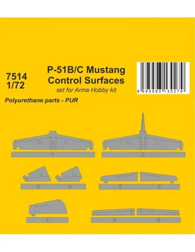 [NO_DESC] P-51B/C Mustang Control Surfaces 1/72 / for Arma Hobby ki...