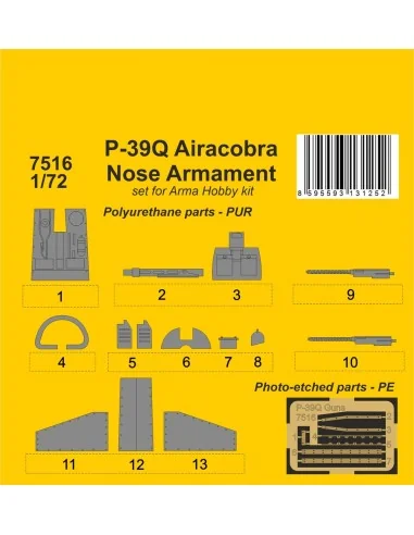P-39Q Airacobra Nose Armament / for Arma Hobby kit, 1/72 - CMK 129-...