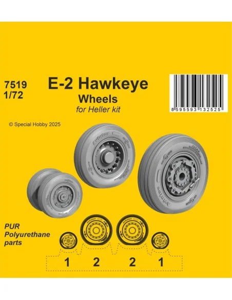 E-2 Hawkeye Wheels for Heller kit, 1/72 - CMK 129-7519