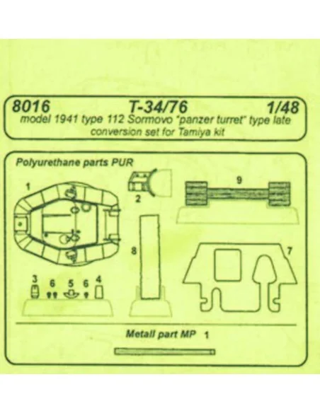 T-34/76 model 1941 112 Sormovo für Tamiya-Bausatz, 1/48 - CMK 129-8016