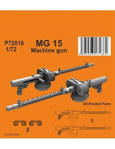 MG 15 German WWII Machine gun (2 pcs), 1/72 - CMK 129-P72018