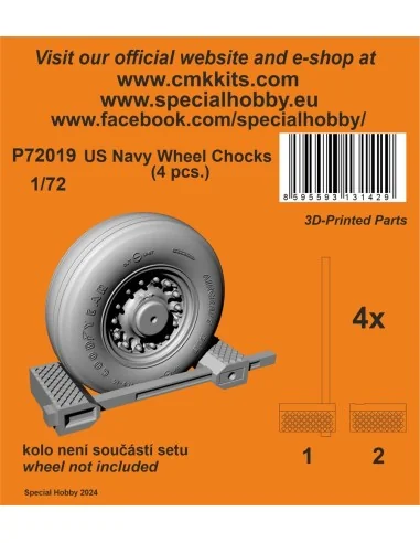 US Navy Wheel Chocks (4 pcs.), 1/72 - CMK 129-P72019