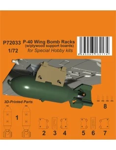 P-40 Wing Bomb Racks (w/plywood support boards), 1/72 - CMK 129-P72033