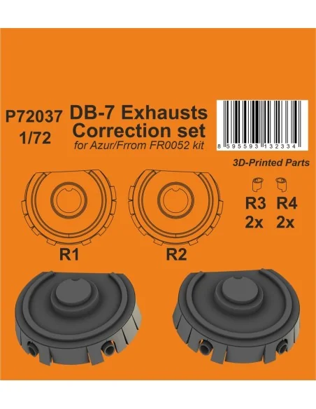 DB-7 Exhausts Correction set / for Azur/Frrom kit, 1/72 - CMK 129-P...