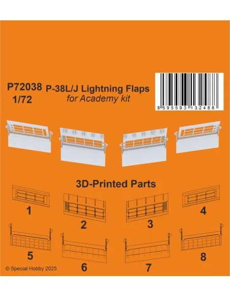 P-38L/J Lightning Flaps 1/72 / for Academy kit, 1/72 - CMK 129-P72038
